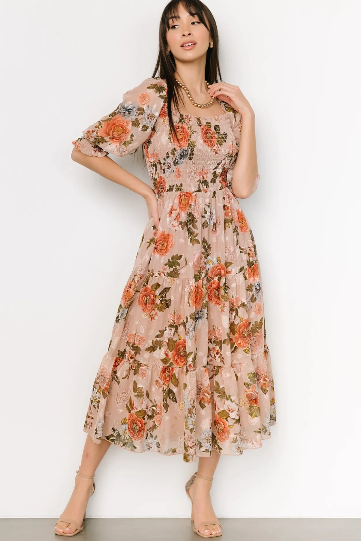 Online Baltic Born Fabian Jacquard Midi Dress | Dusty Mauve Multi DustyMauveMulti