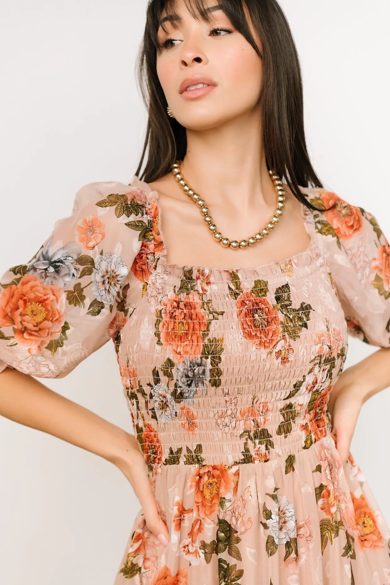 Online Baltic Born Fabian Jacquard Midi Dress | Dusty Mauve Multi DustyMauveMulti