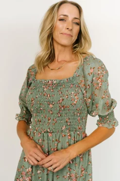 Best Baltic Born Fabian Jacquard Midi Dress | Eucalyptus + Pink Eucalyptus+Pink