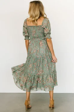 Best Baltic Born Fabian Jacquard Midi Dress | Eucalyptus + Pink Eucalyptus+Pink