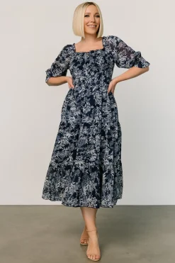 Hot Baltic Born Fabian Jacquard Midi Dress | Indigo Print IndigoPrint