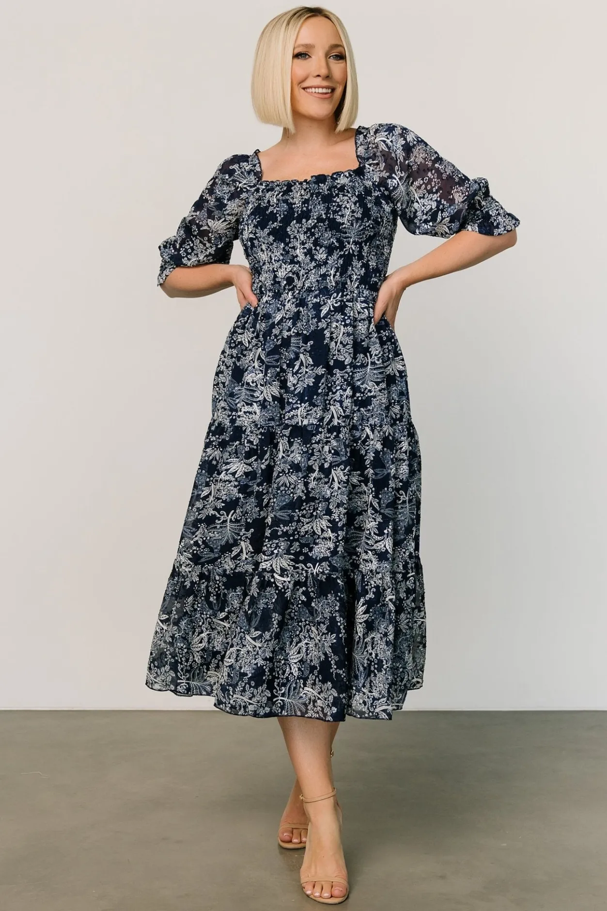 Hot Baltic Born Fabian Jacquard Midi Dress | Indigo Print IndigoPrint