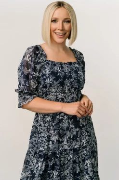 Hot Baltic Born Fabian Jacquard Midi Dress | Indigo Print IndigoPrint