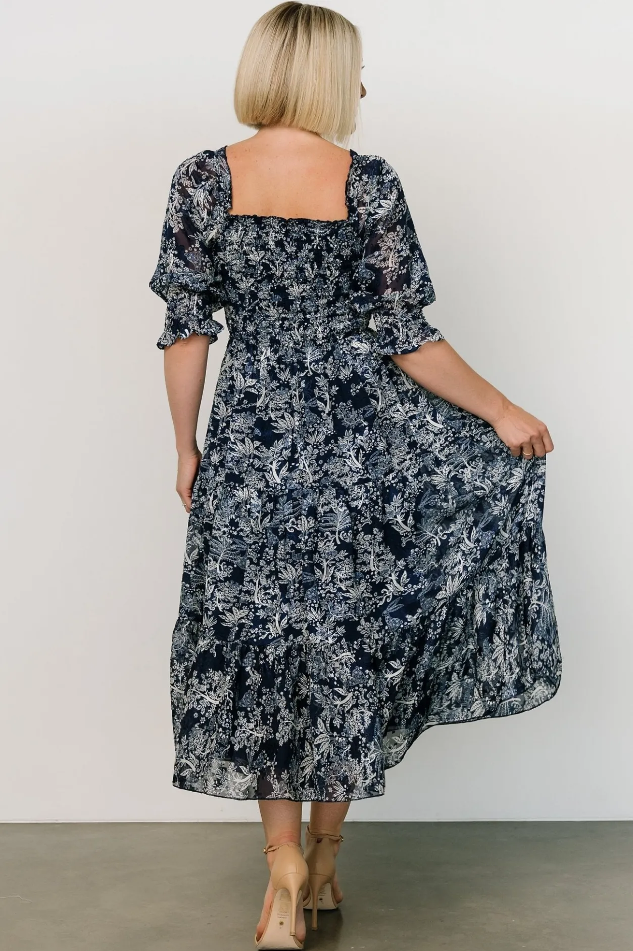 Hot Baltic Born Fabian Jacquard Midi Dress | Indigo Print IndigoPrint