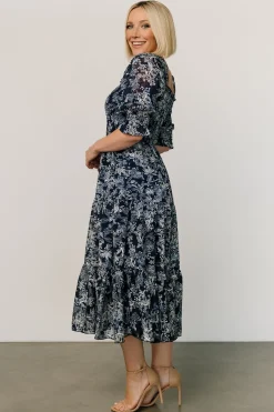 Hot Baltic Born Fabian Jacquard Midi Dress | Indigo Print IndigoPrint