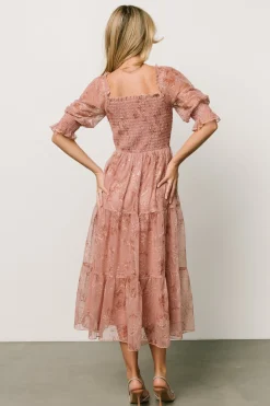 Online Baltic Born Fabian Jacquard Midi Dress | Mauve + Gold Mauve+Gold