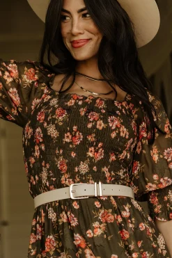 Online Baltic Born Fabian Jacquard Midi Dress | Olive Floral OliveFloral
