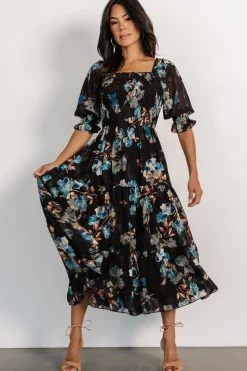 Best Baltic Born Fabian Jacquard Midi Dress | Black + Blue Multi Black+BlueMulti