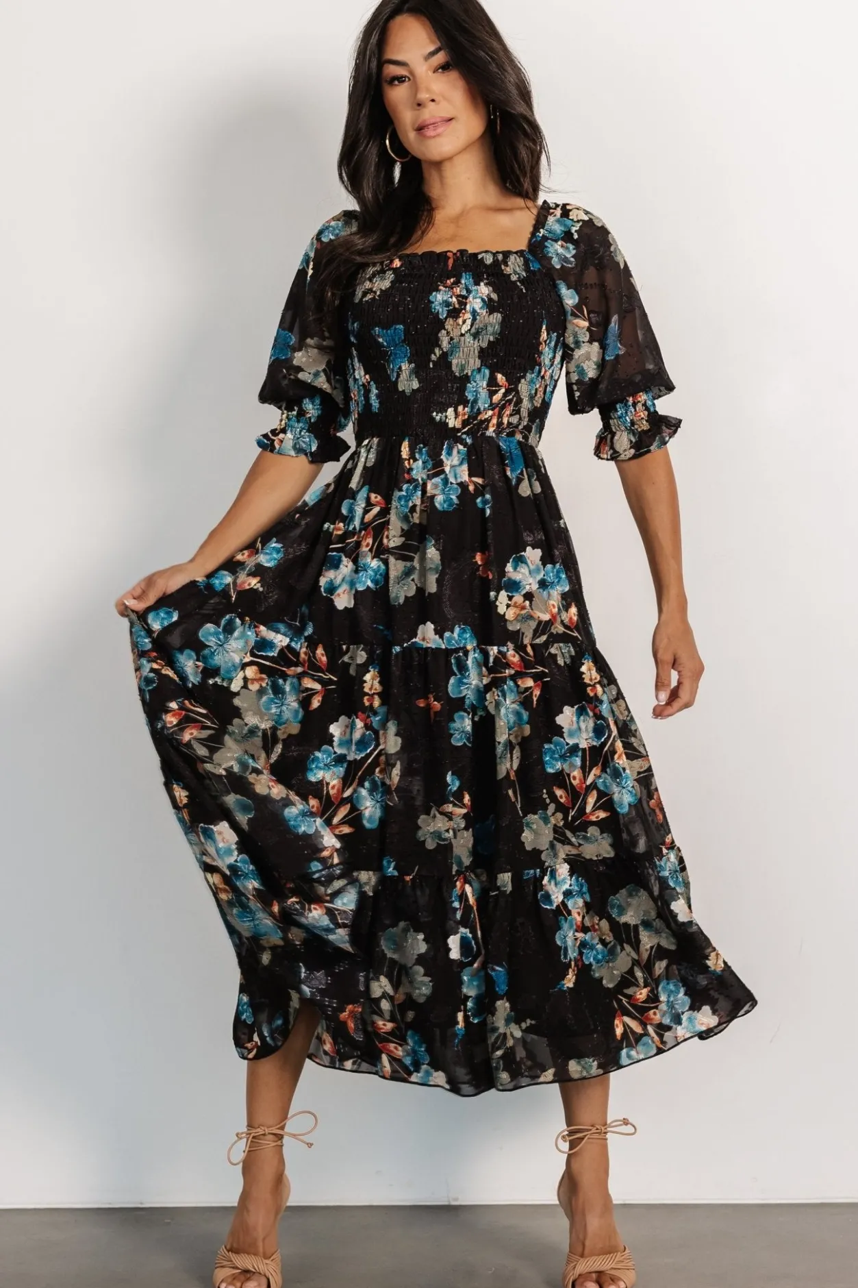 Best Baltic Born Fabian Jacquard Midi Dress | Black + Blue Multi Black+BlueMulti