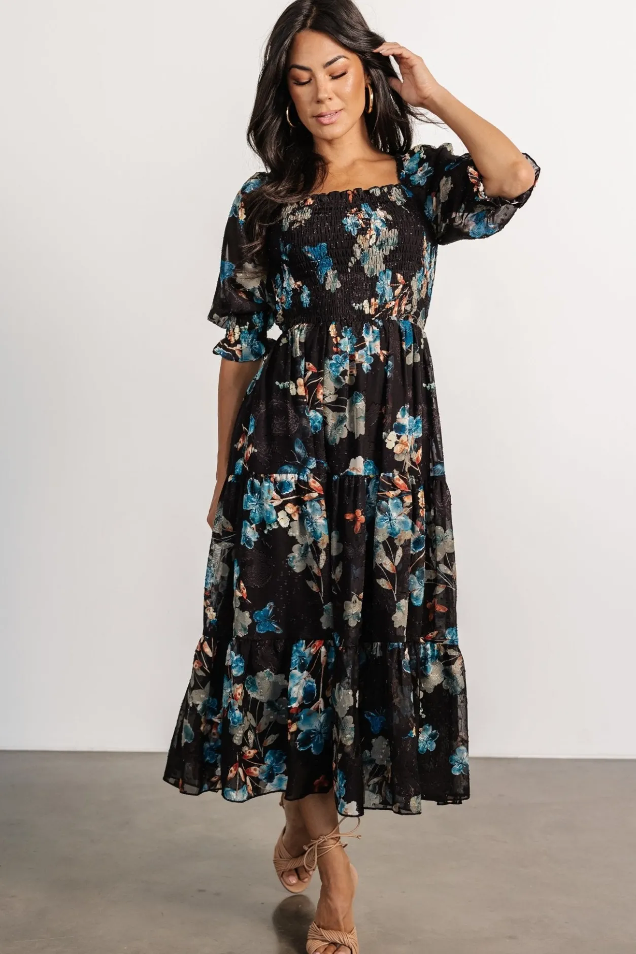 Best Baltic Born Fabian Jacquard Midi Dress | Black + Blue Multi Black+BlueMulti