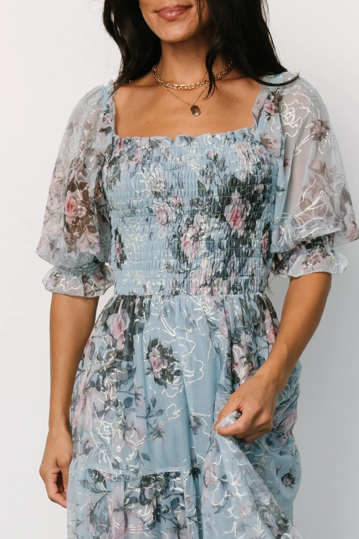 New Baltic Born Fabian Jacquard Midi Dress | Light Blue Multi LightBlueMulti