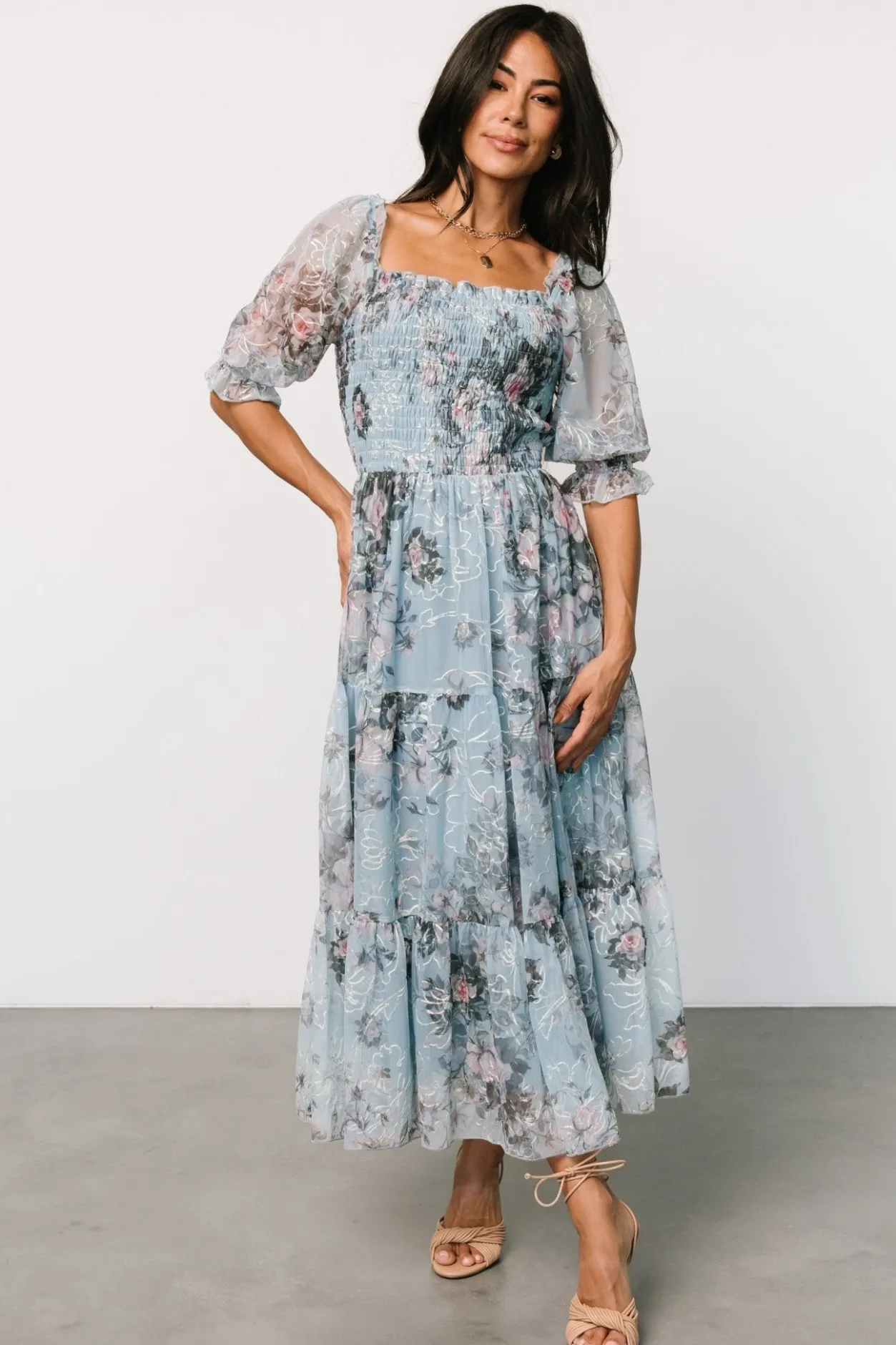 New Baltic Born Fabian Jacquard Midi Dress | Light Blue Multi LightBlueMulti