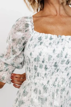 Discount Baltic Born Fabian Jacquard Midi Dress | Off White + Sage Floral OffWhite+SageFloral