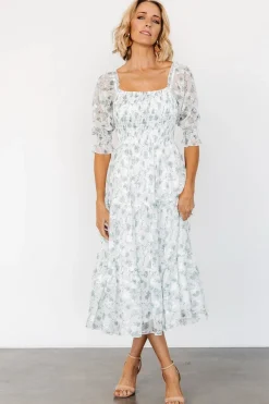Discount Baltic Born Fabian Jacquard Midi Dress | Off White + Sage Floral OffWhite+SageFloral