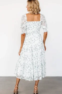 Discount Baltic Born Fabian Jacquard Midi Dress | Off White + Sage Floral OffWhite+SageFloral