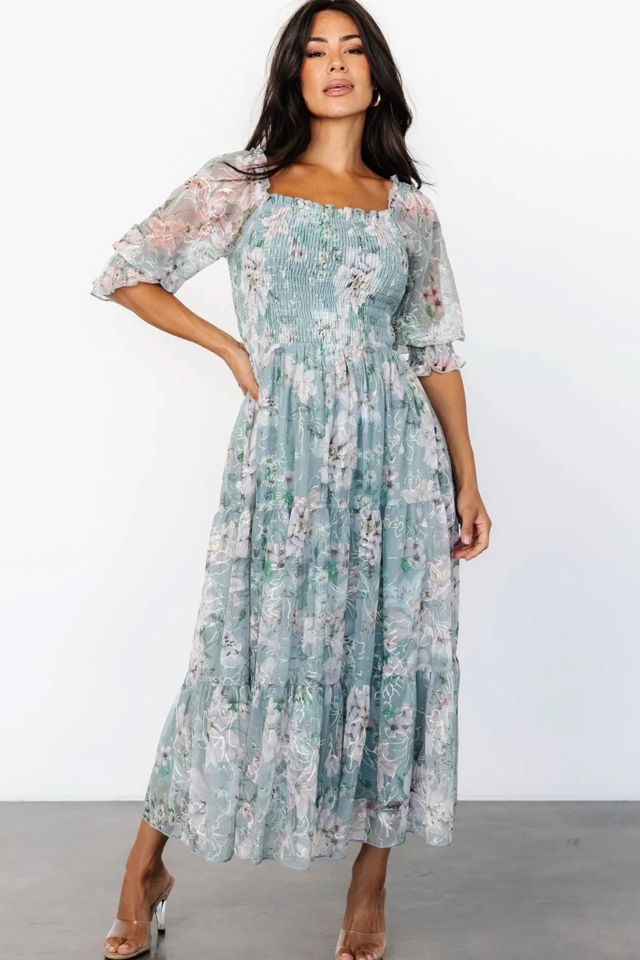 Discount Baltic Born Fabian Jacquard Midi Dress | Light Sage + Blush LightSage+Blush