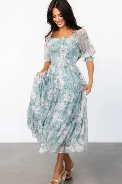 Discount Baltic Born Fabian Jacquard Midi Dress | Light Sage + Blush LightSage+Blush