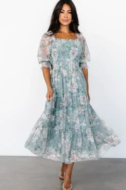 Discount Baltic Born Fabian Jacquard Midi Dress | Light Sage + Blush LightSage+Blush