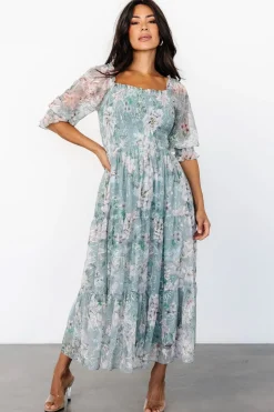 Discount Baltic Born Fabian Jacquard Midi Dress | Light Sage + Blush LightSage+Blush