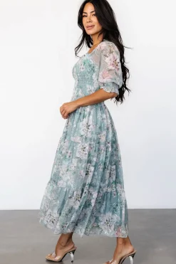 Discount Baltic Born Fabian Jacquard Midi Dress | Light Sage + Blush LightSage+Blush