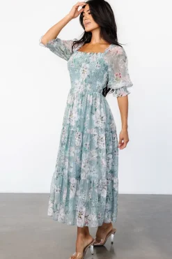 Discount Baltic Born Fabian Jacquard Midi Dress | Light Sage + Blush LightSage+Blush