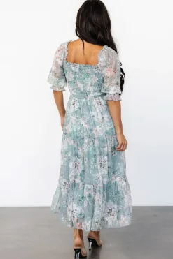 Discount Baltic Born Fabian Jacquard Midi Dress | Light Sage + Blush LightSage+Blush