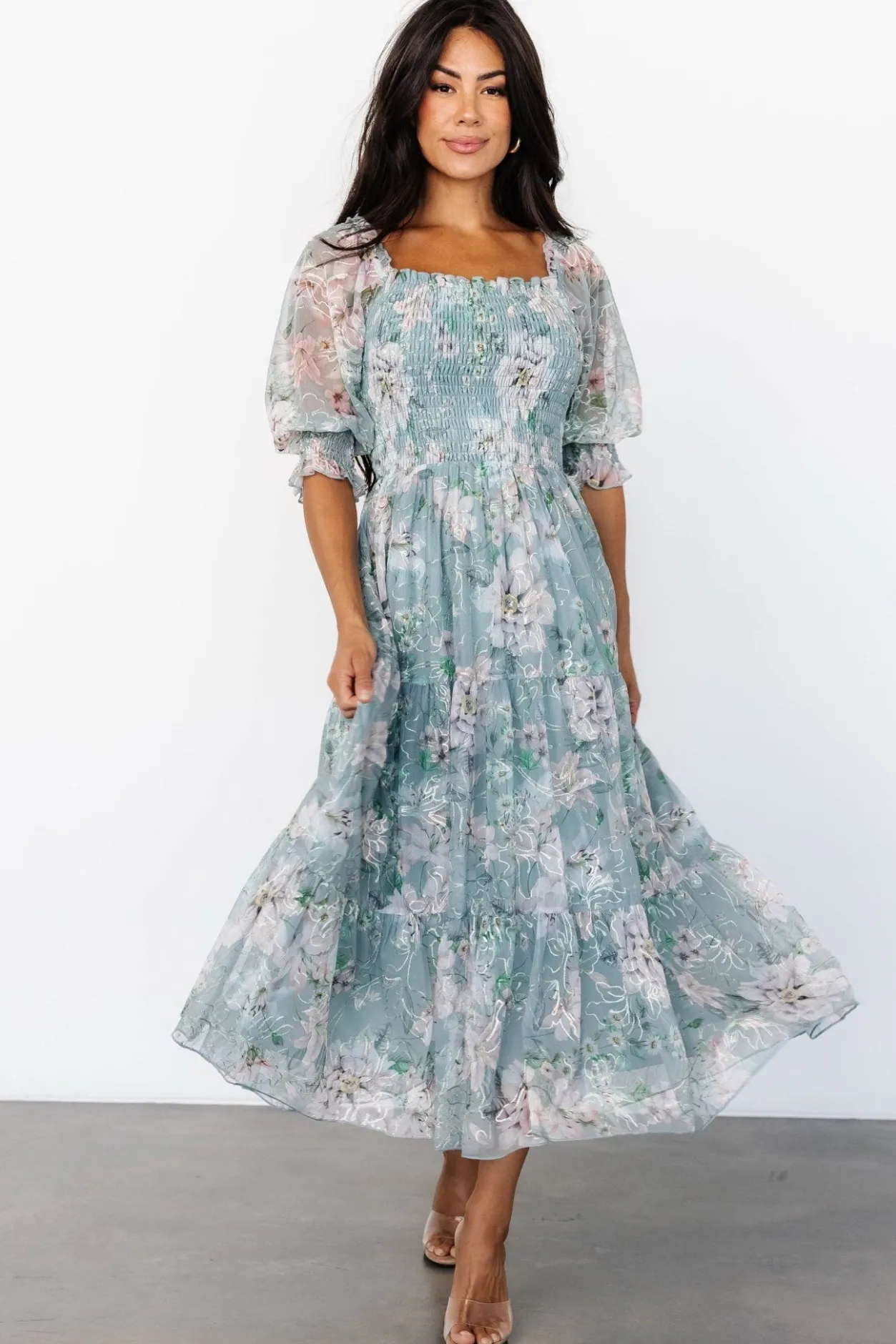 Discount Baltic Born Fabian Jacquard Midi Dress | Light Sage + Blush LightSage+Blush