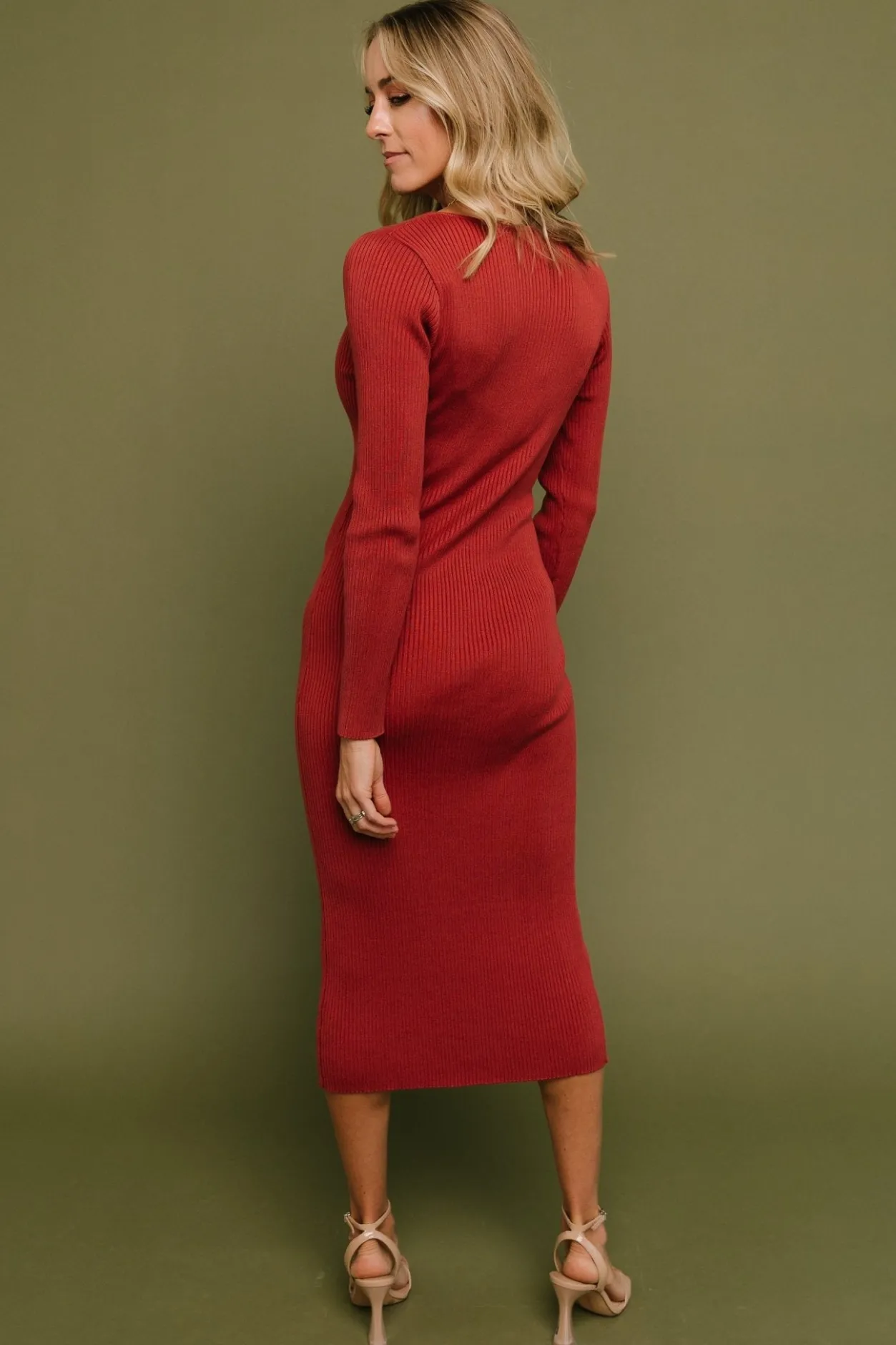 Hot Baltic Born Fairmount Ribbed Midi Dress | Clay