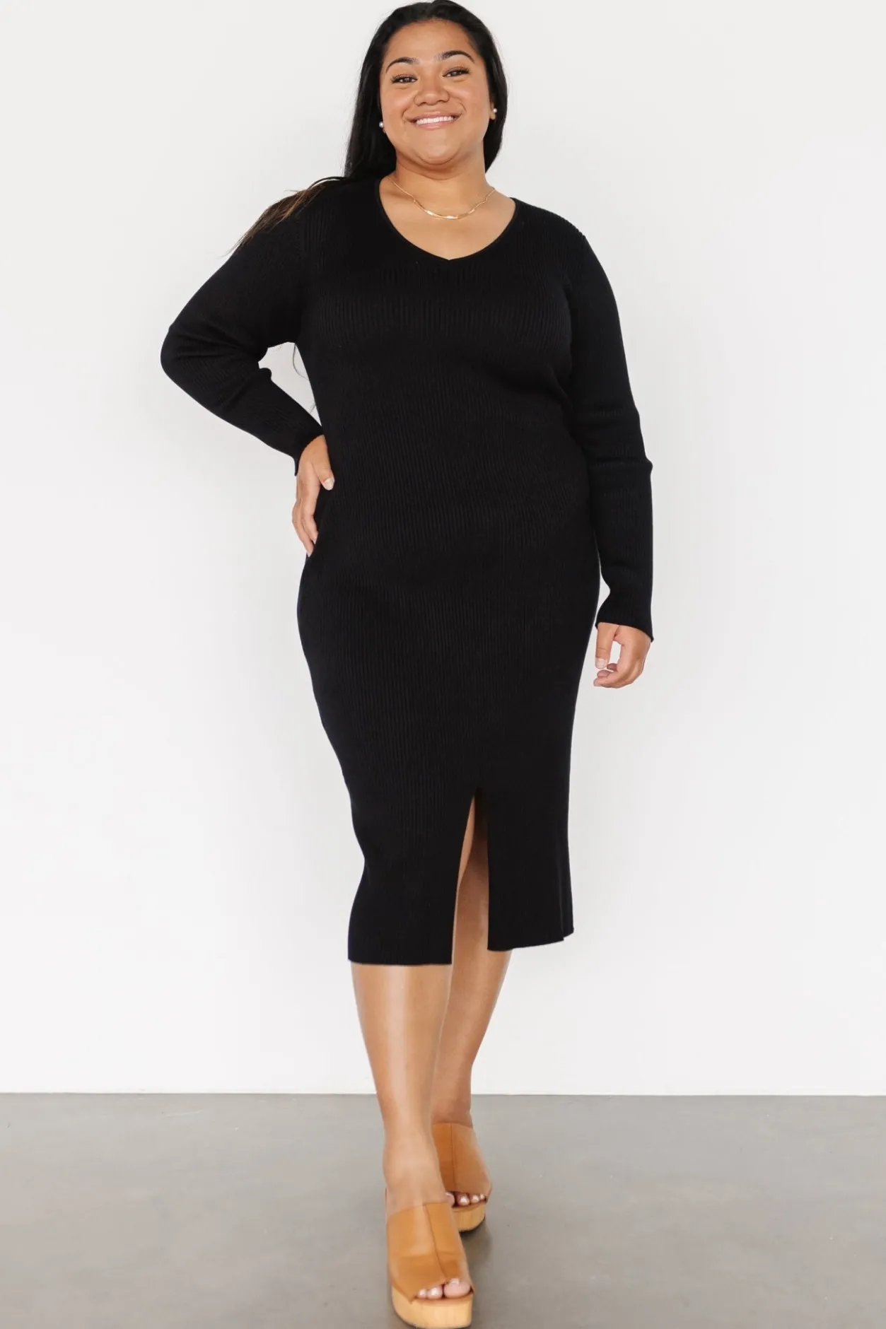 Outlet Baltic Born Fairmount Ribbed Midi Dress | Black