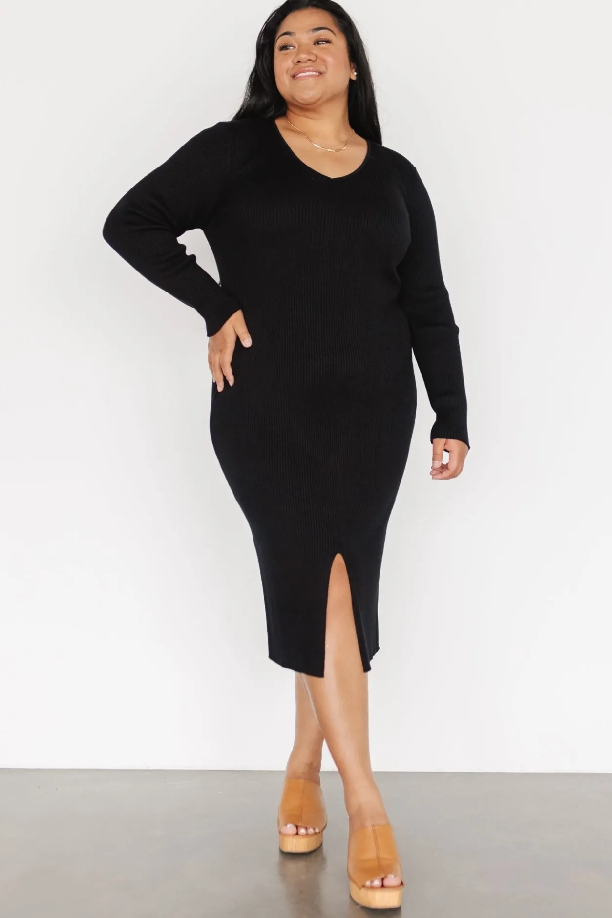Outlet Baltic Born Fairmount Ribbed Midi Dress | Black