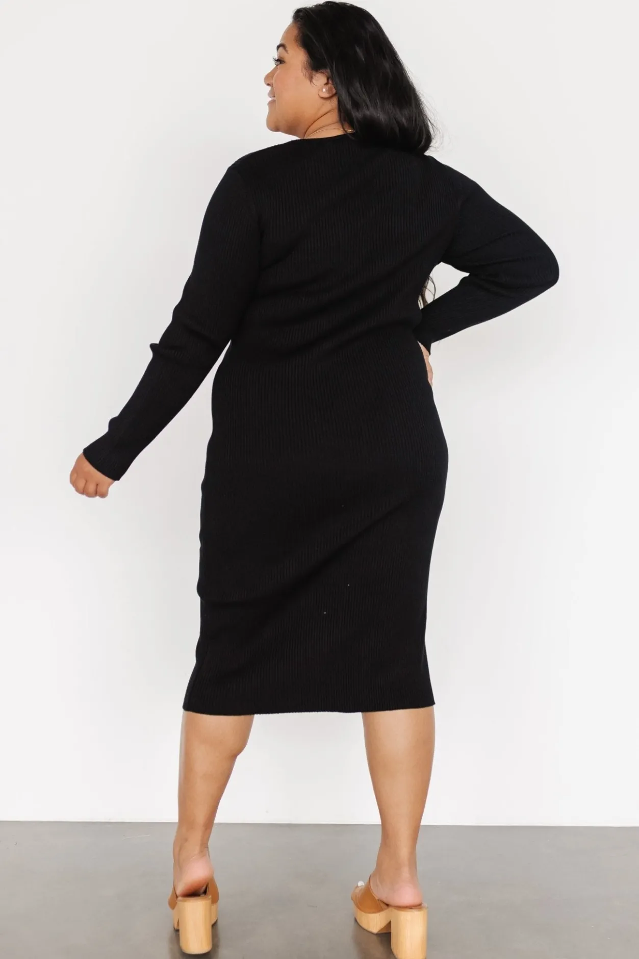 Outlet Baltic Born Fairmount Ribbed Midi Dress | Black