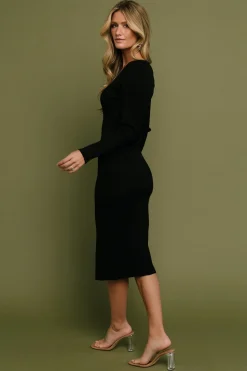 Outlet Baltic Born Fairmount Ribbed Midi Dress | Black
