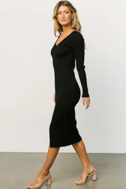 Outlet Baltic Born Fairmount Ribbed Midi Dress | Black