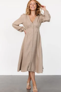 Online Baltic Born Faith Button Midi Dress | Taupe