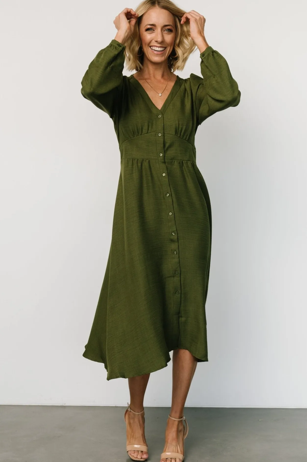 Best Baltic Born Faith Button Midi Dress | Olive