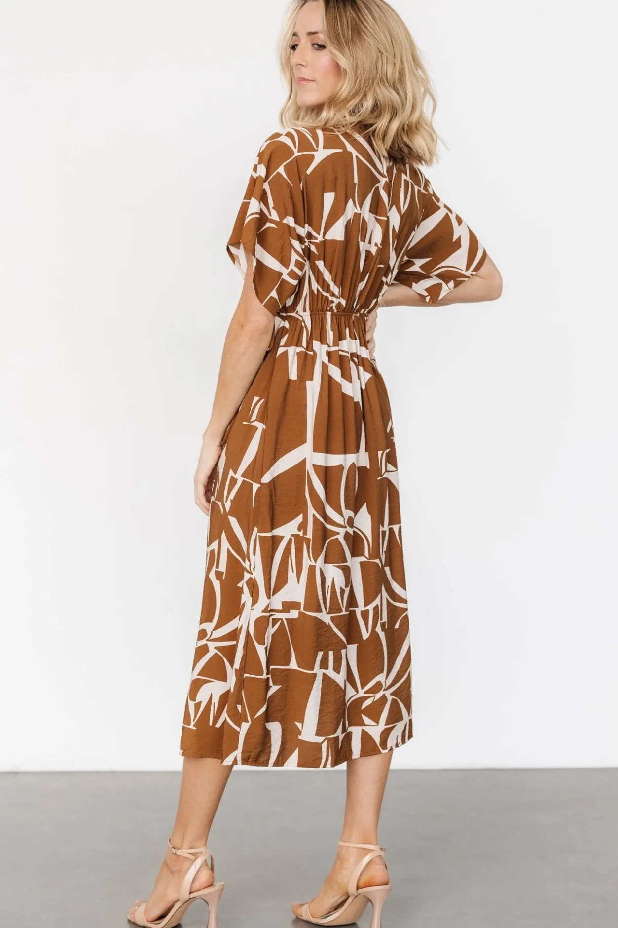 Online Baltic Born Fantino Faux Wrap Dress | Brown Print BrownPrint