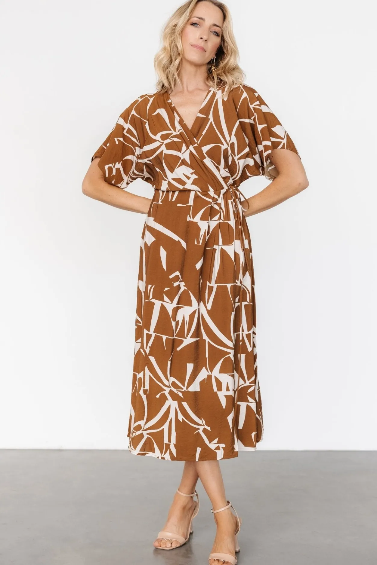 Online Baltic Born Fantino Faux Wrap Dress | Brown Print BrownPrint