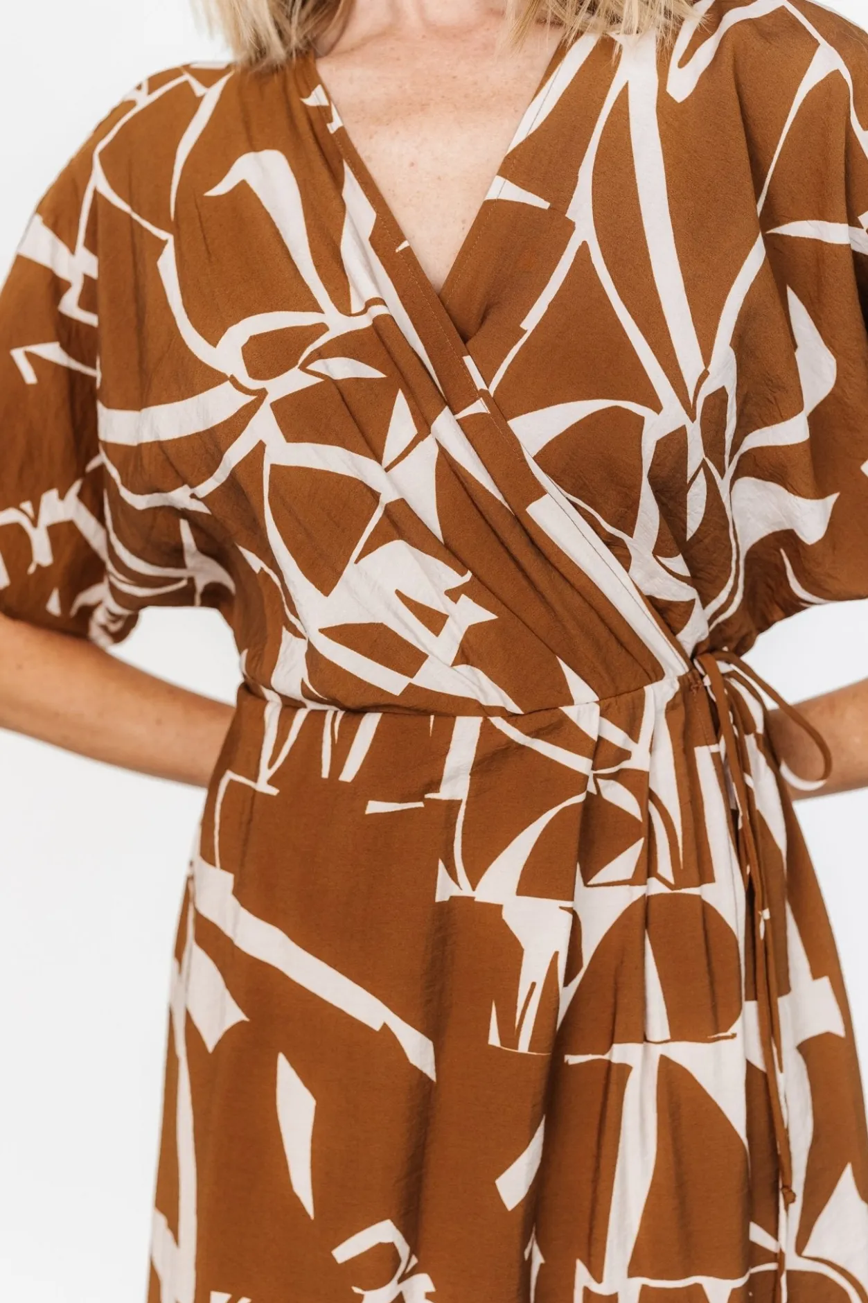 Online Baltic Born Fantino Faux Wrap Dress | Brown Print BrownPrint