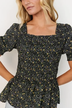 Online Baltic Born Felice Smocked Top | Black Print BlackPrint