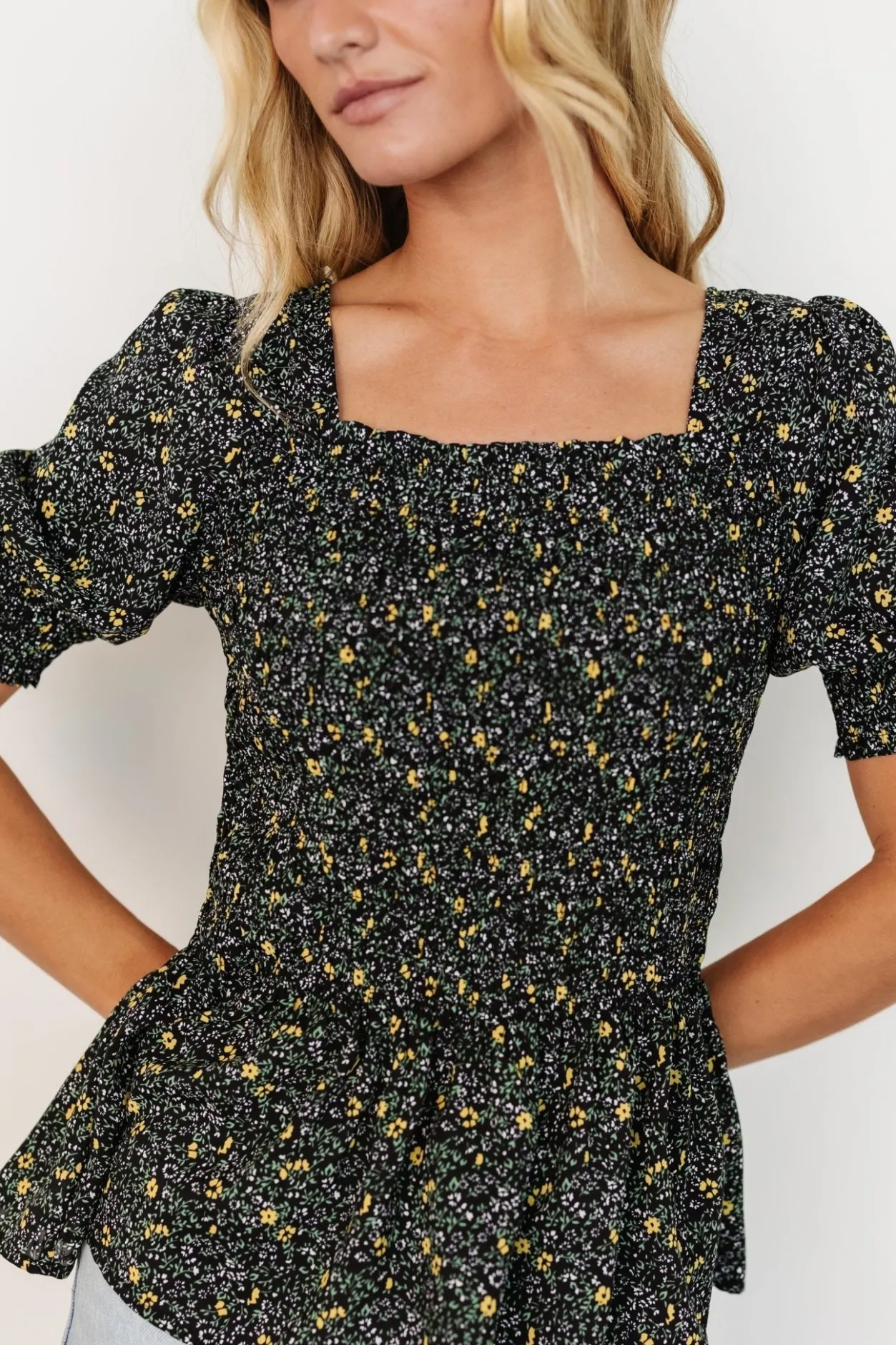 Online Baltic Born Felice Smocked Top | Black Print BlackPrint