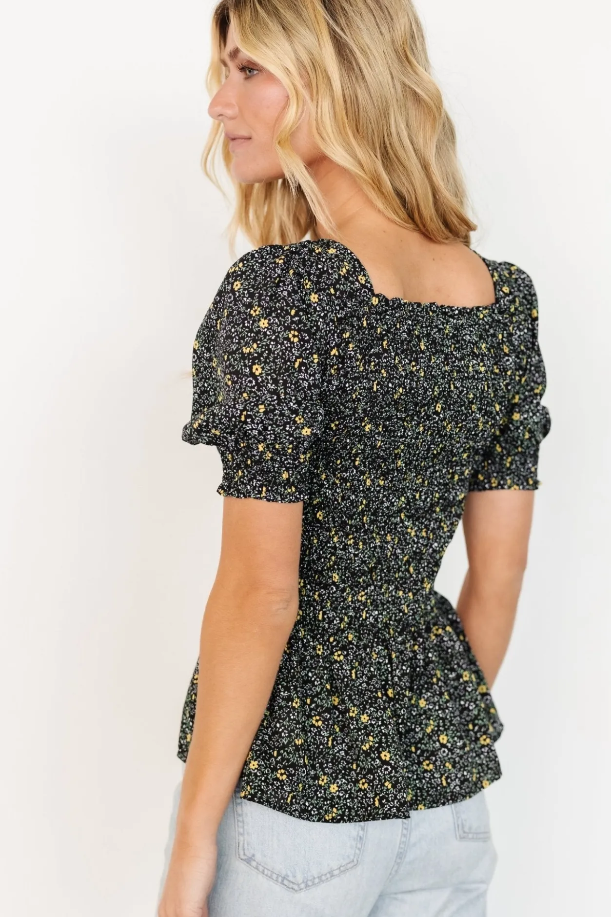 Online Baltic Born Felice Smocked Top | Black Print BlackPrint