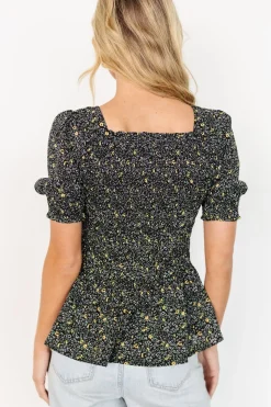 Online Baltic Born Felice Smocked Top | Black Print BlackPrint