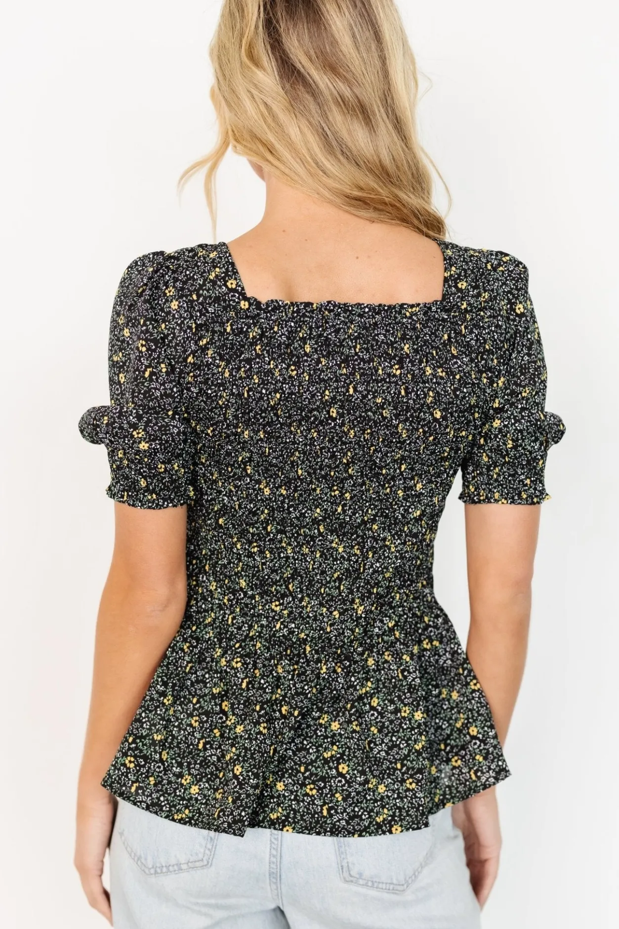 Online Baltic Born Felice Smocked Top | Black Print BlackPrint