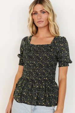 Online Baltic Born Felice Smocked Top | Black Print BlackPrint