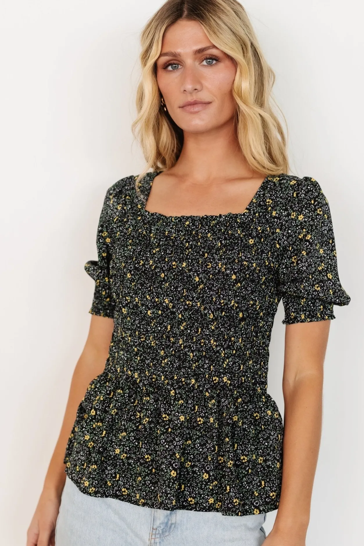 Online Baltic Born Felice Smocked Top | Black Print BlackPrint