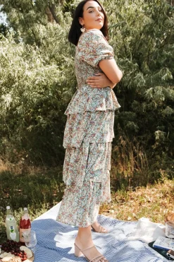Outlet Baltic Born Felicia Tiered Maxi Dress | Green Multi GreenMulti