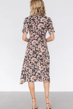Discount Baltic Born Feya Button Midi Dress | Black + Mauve Floral Black+MauveFloral