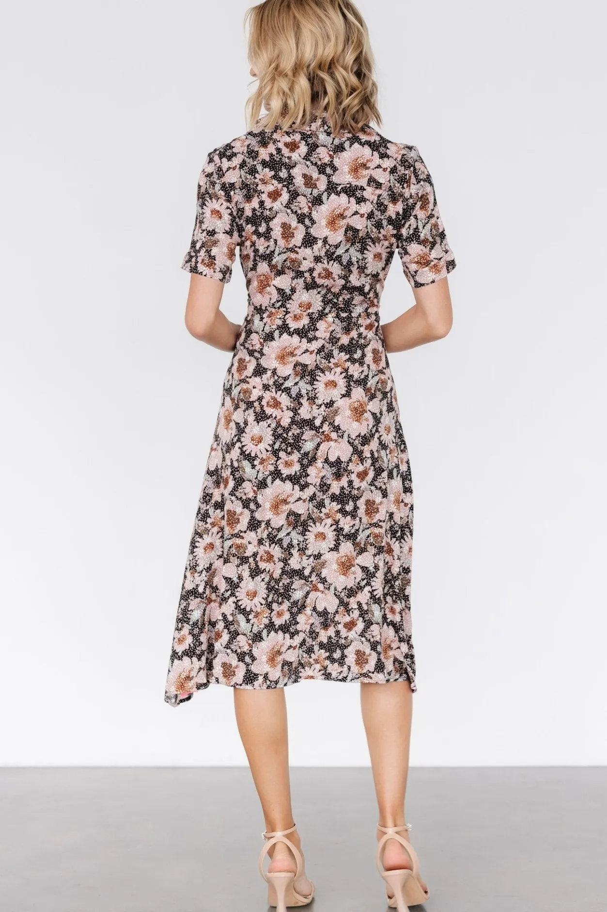 Discount Baltic Born Feya Button Midi Dress | Black + Mauve Floral Black+MauveFloral