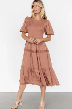 Sale Baltic Born Finley Smocked Midi Dress | Light Copper LightCopper