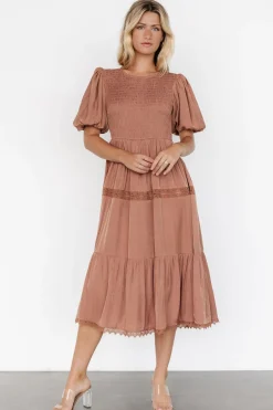 Sale Baltic Born Finley Smocked Midi Dress | Light Copper LightCopper